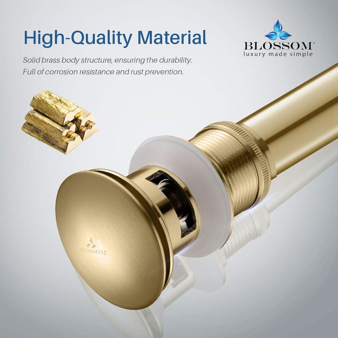1-1/4” Brass Pop-up (With Overflow, Brush Gold) - Image 5