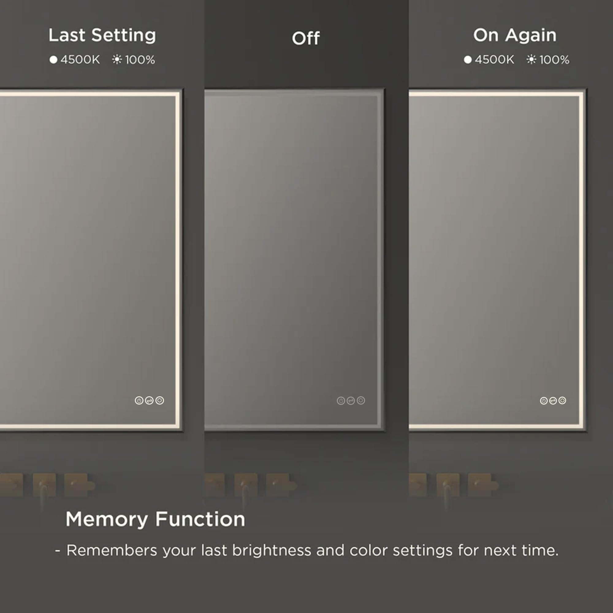 36x36 Inch LED Bathroom Mirror with Matte Black Frame| Wall Mounted Backlit Vanity Mirror with Lights | Anti-Fog, 3 Color Dimmable Smart Bathroom LED Mirror | Frame Vanity Mirror for Makeup - Image 4