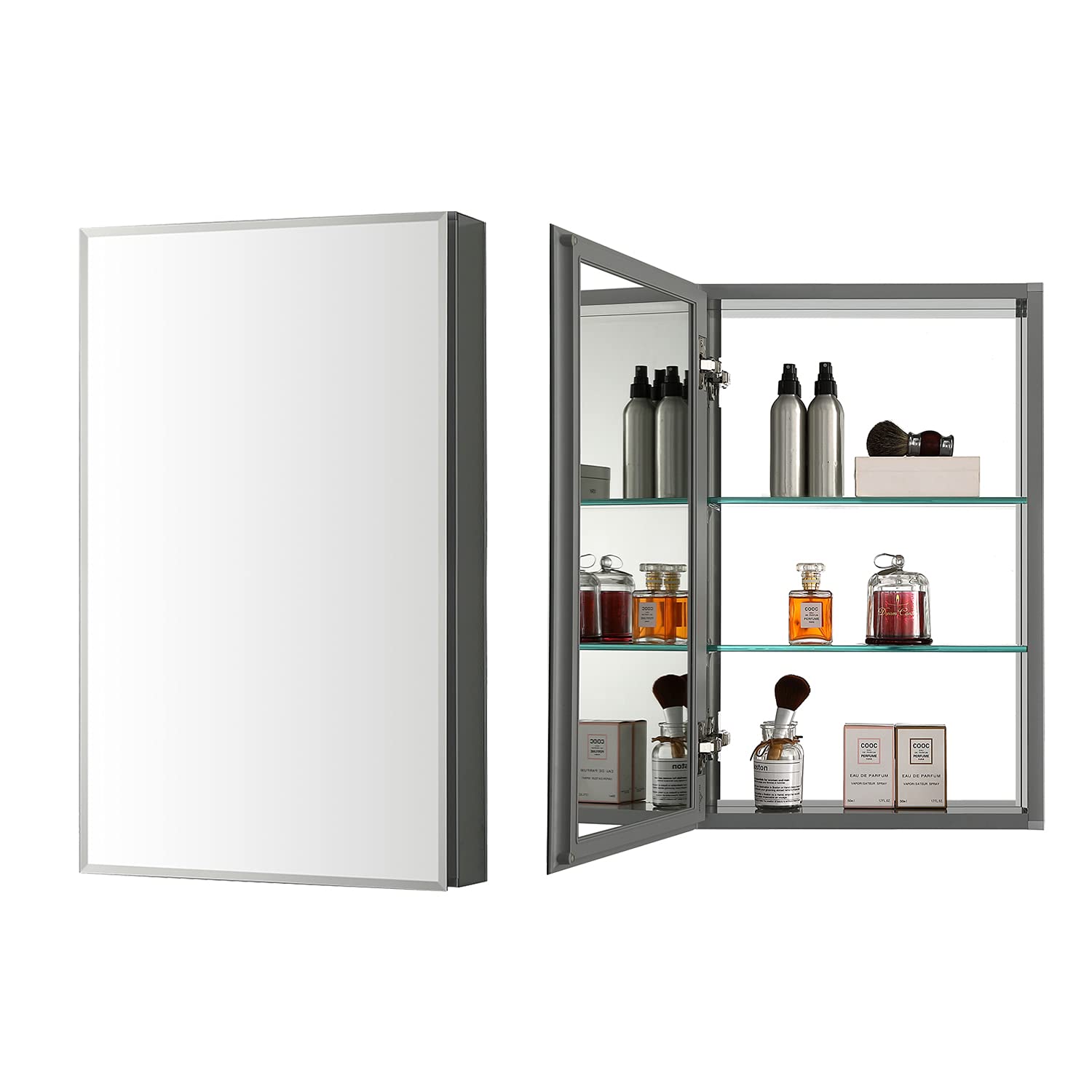 Blossom 15 Inch Wide Medicine Cabinet for Bathroom - Architectural Grade Aluminum Mirror Cabinet with Storage - 15x26 Recessed Wall Mount, Heavy Duty 8mm Glass Shelves, Anti-Oxidation Design - Image 3