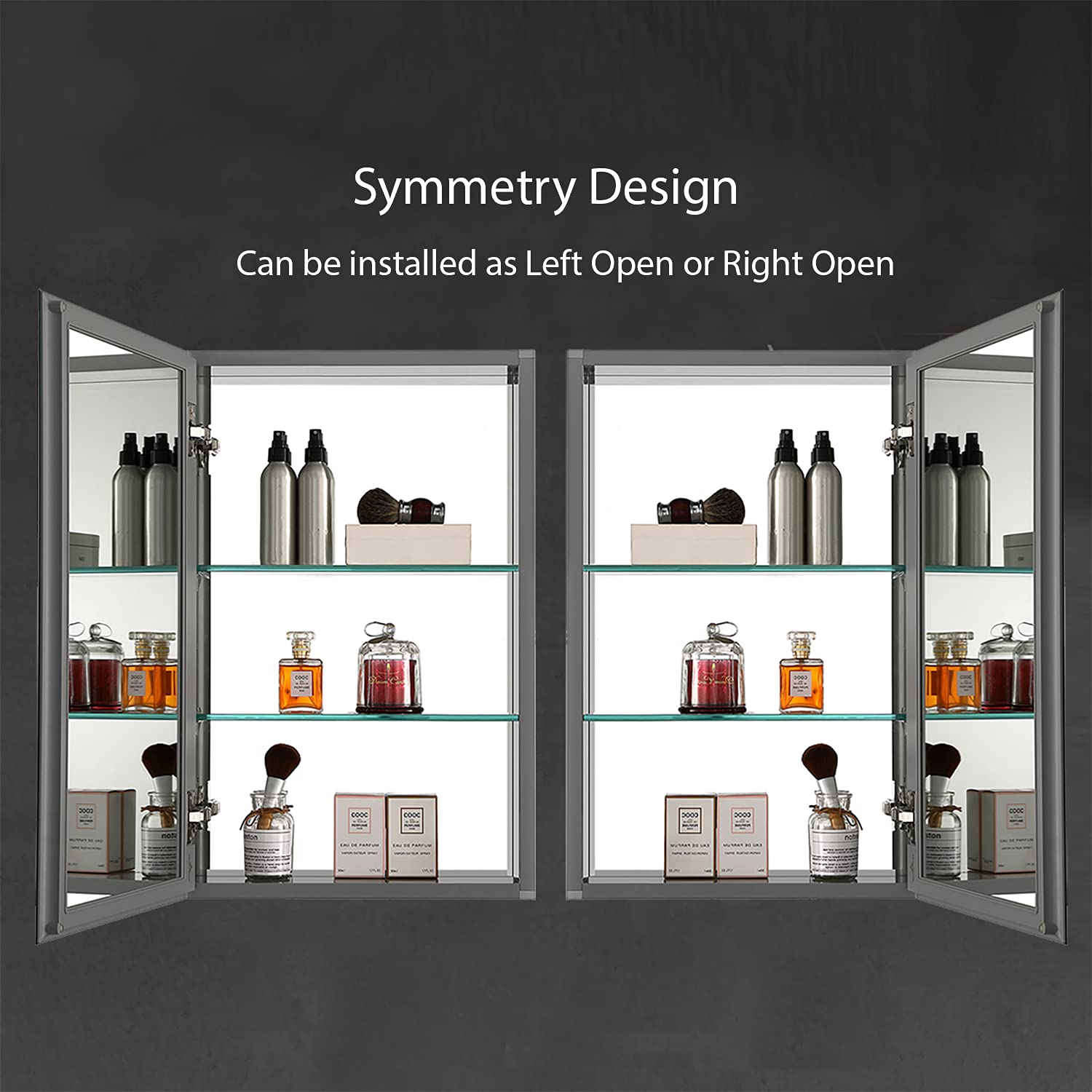 Blossom 15 Inch Wide Medicine Cabinet for Bathroom - Architectural Grade Aluminum Mirror Cabinet with Storage - 15x26 Recessed Wall Mount, Heavy Duty 8mm Glass Shelves, Anti-Oxidation Design - Image 5