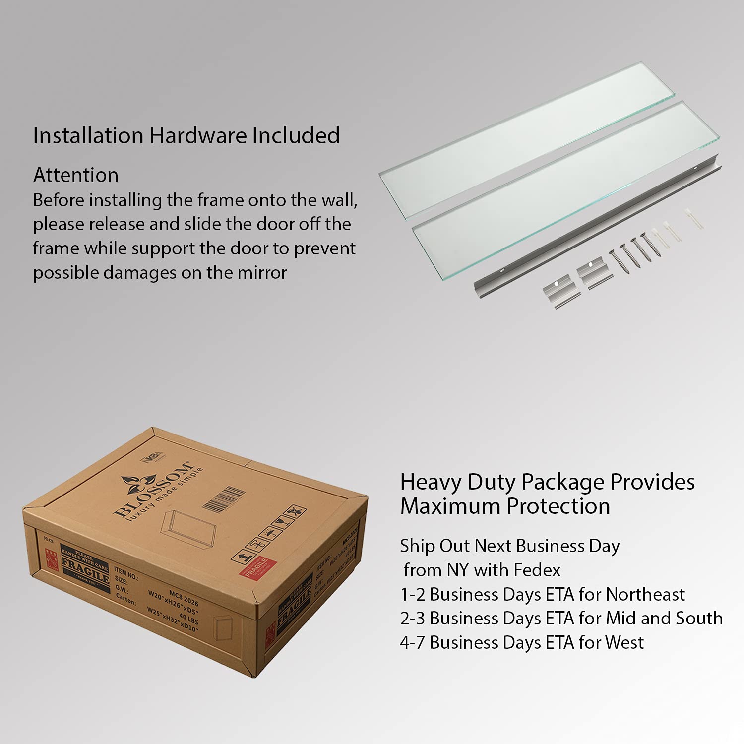 Blossom 15 Inch Wide Medicine Cabinet for Bathroom - Architectural Grade Aluminum Mirror Cabinet with Storage - 15x26 Recessed Wall Mount, Heavy Duty 8mm Glass Shelves, Anti-Oxidation Design - Image 7