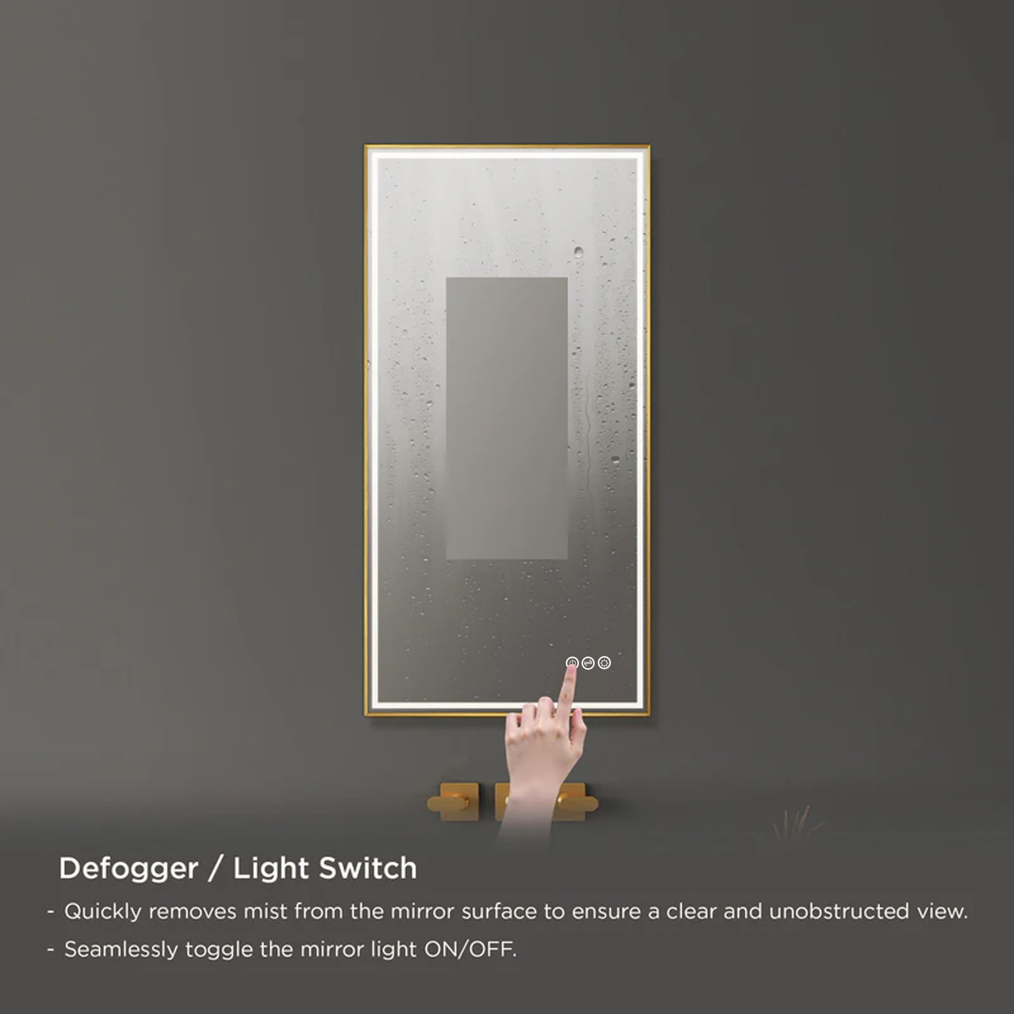 Blossom 18x36 LED Mirror for Bathroom Gold Frame - Modern Backlit Wall Mounted Mirror with Lights - 3 Color Dimmable Smart Mirror with Anti-Fog & Memory - Architectural Grade Vanity Mirror - Image 5