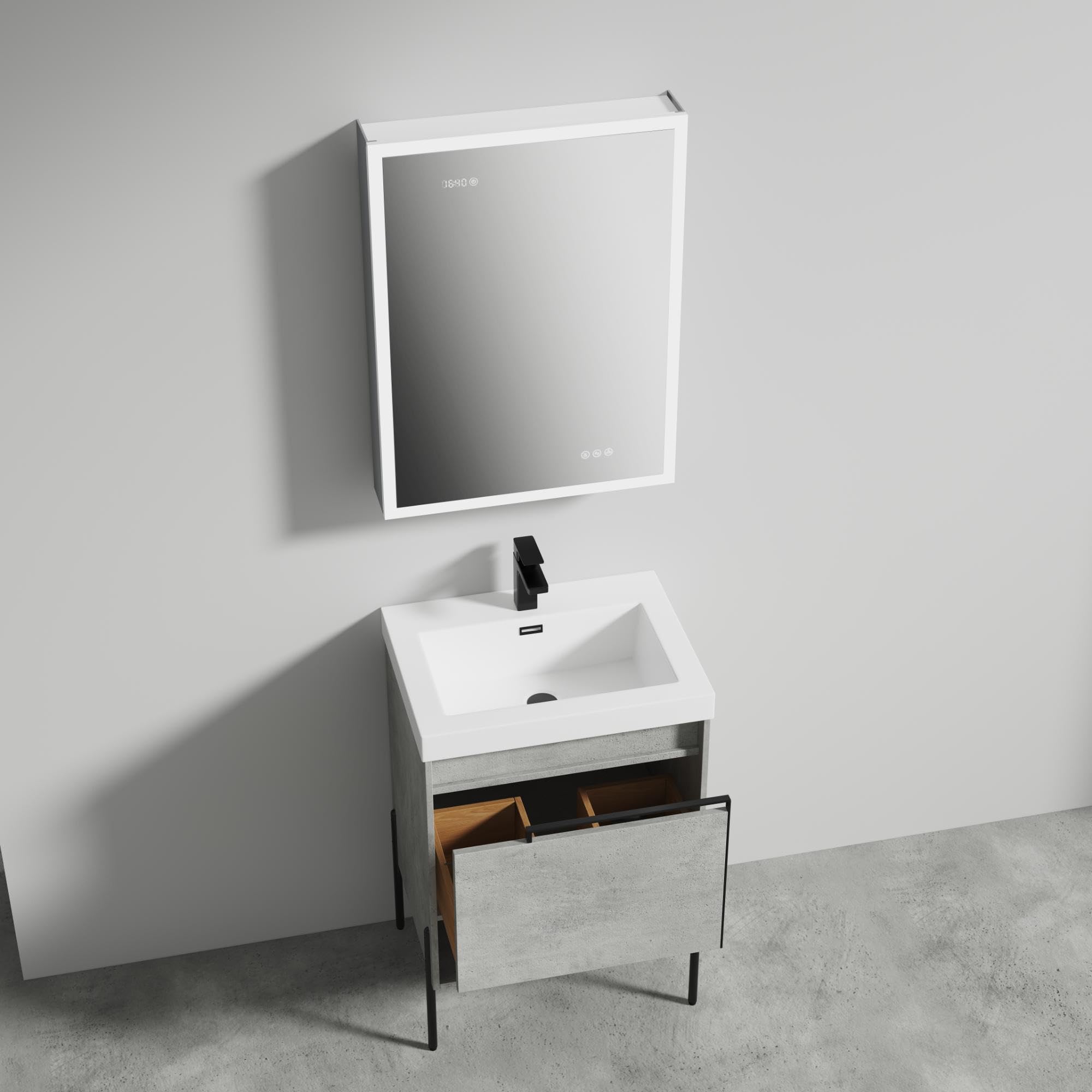 Blossom 24 Inch Bathroom Vanity with Sink, All Wood Freestanding Bathroom Sink Cabinet with Acrylic Sink, Space-Saving Bathroom Cabinet, Modern Single Basin Design with Matte White Finish - Image 4