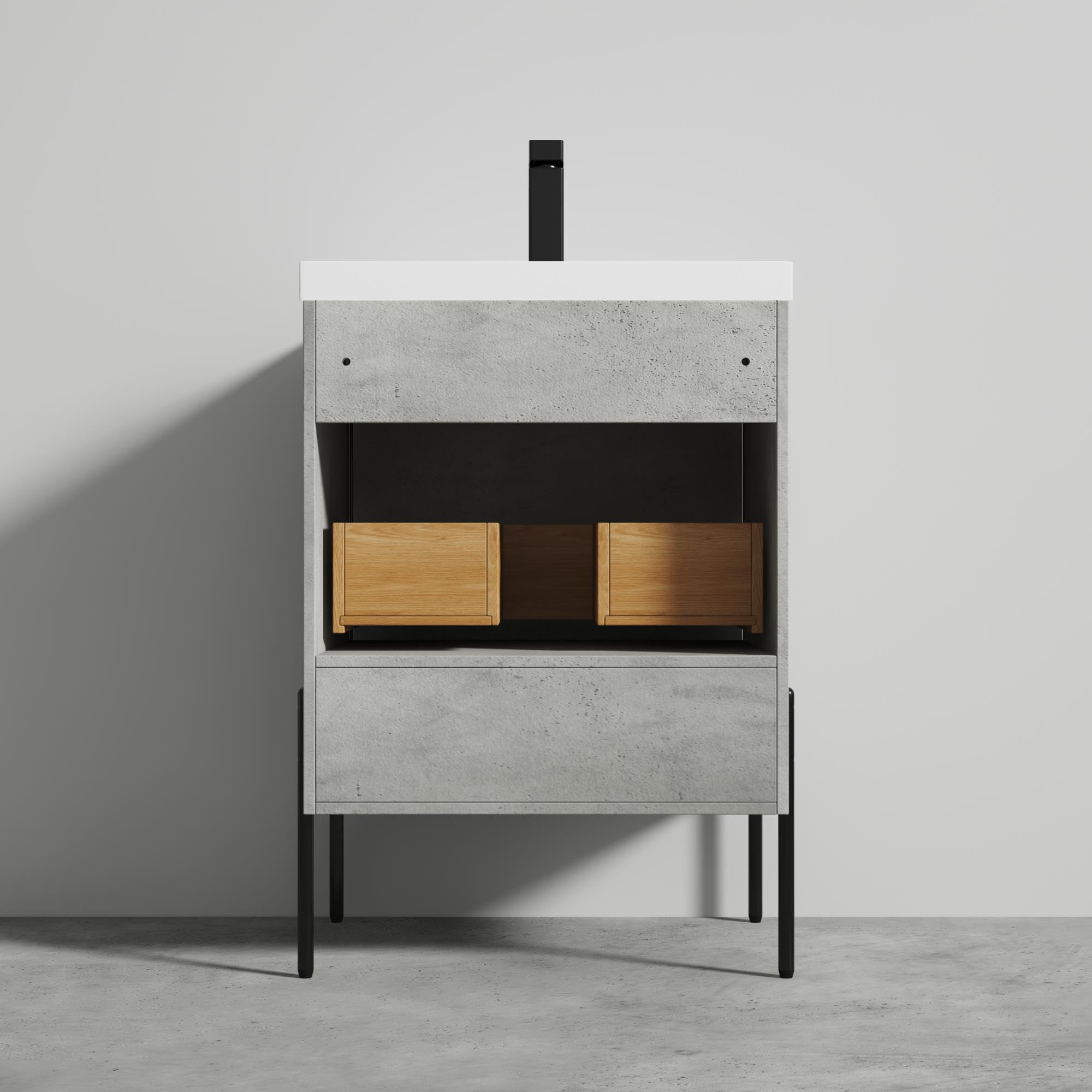 Blossom 24 Inch Bathroom Vanity with Sink, All Wood Freestanding Bathroom Sink Cabinet with Acrylic Sink, Space-Saving Bathroom Cabinet, Modern Single Basin Design with Matte White Finish - Image 6