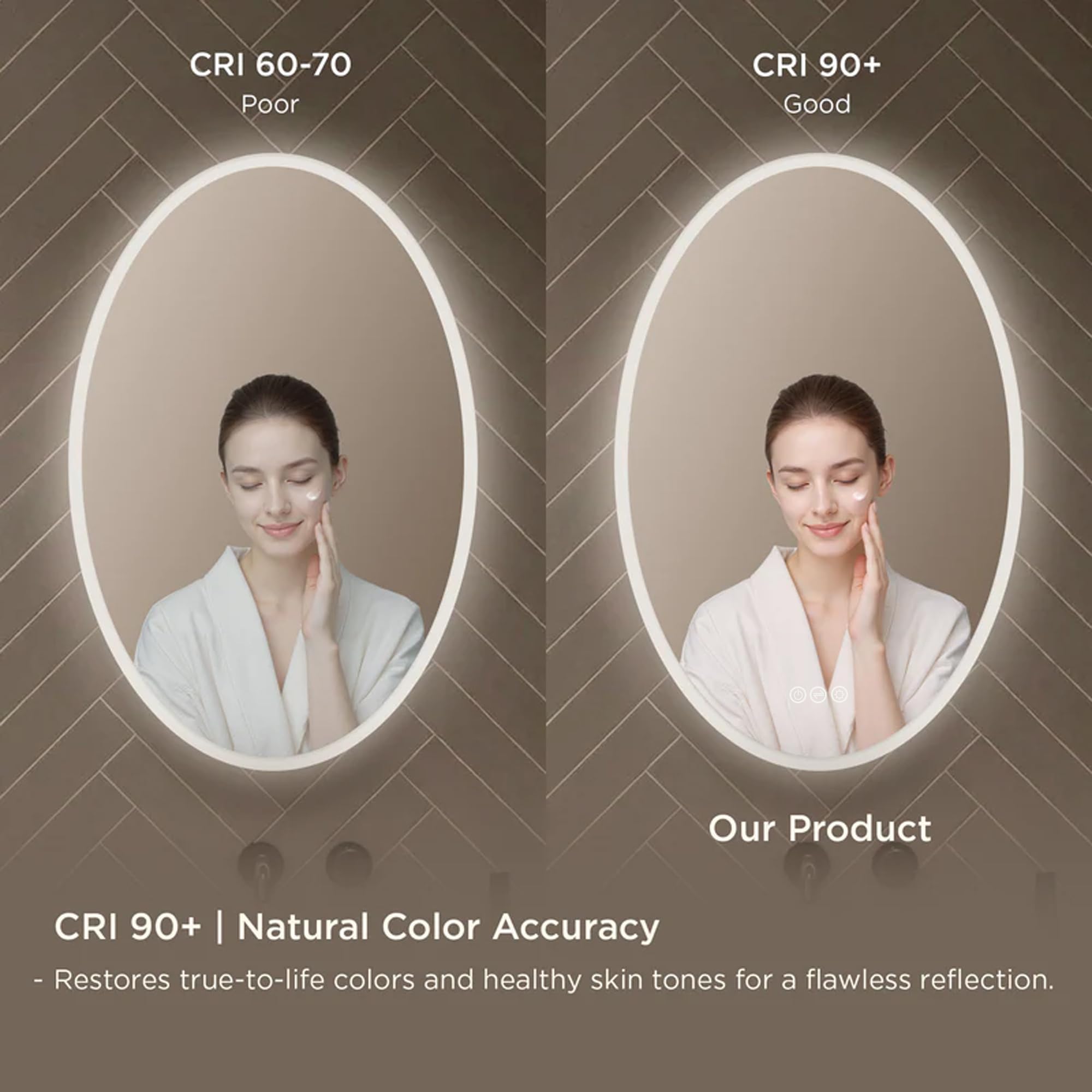 Blossom 24'' x 36'' LED Mirror for Bathroom Lighted Vanity Mirror for Wall Front Lights & Backlit LED Bathroom Mirror Anti-Fog Tempered Glass ETL Listed, Wall Mounted LED Vanity Mirror - Image 5