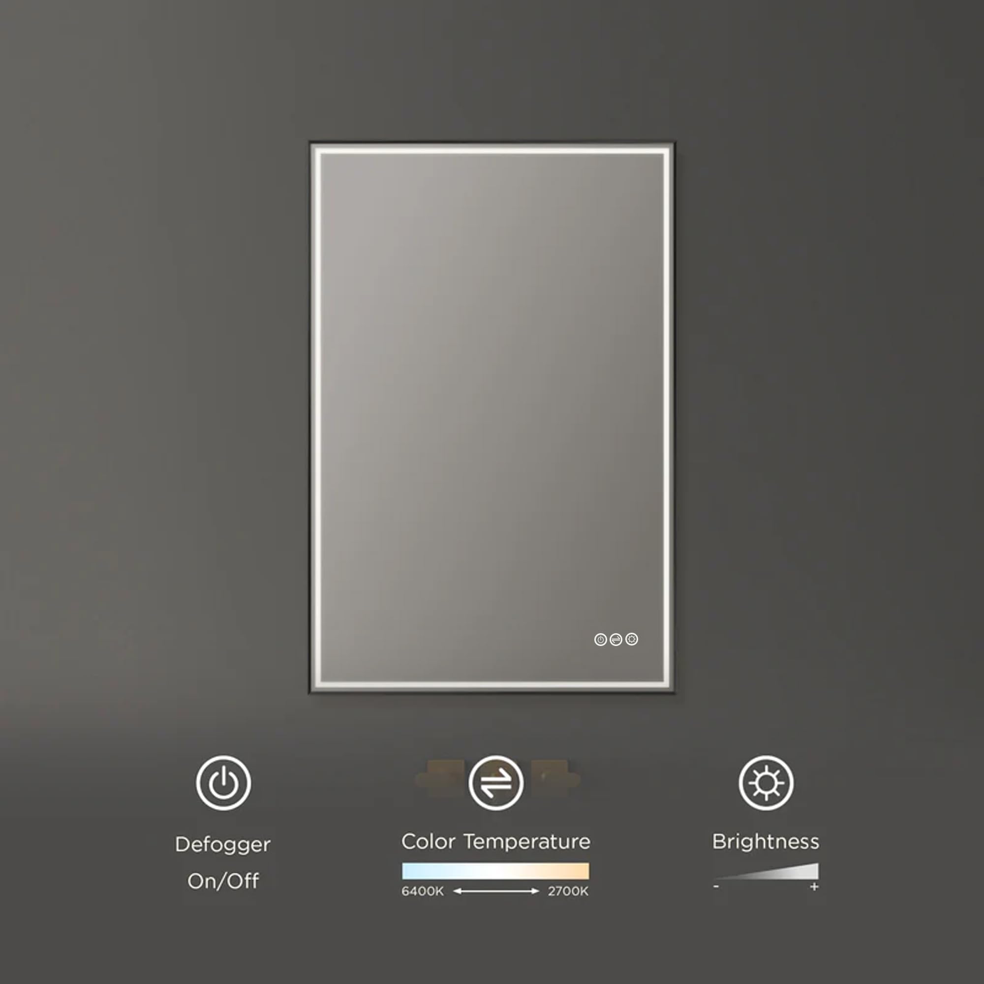 Blossom 24x36 Shatterproof LED Bathroom Mirror - Black Framed Dual Illumination (Front + Backlit) - Anti-Fog Dimmable Vanity Mirror - Modern Farmhouse Wall Mounted Copper-Free Glass - Image 3