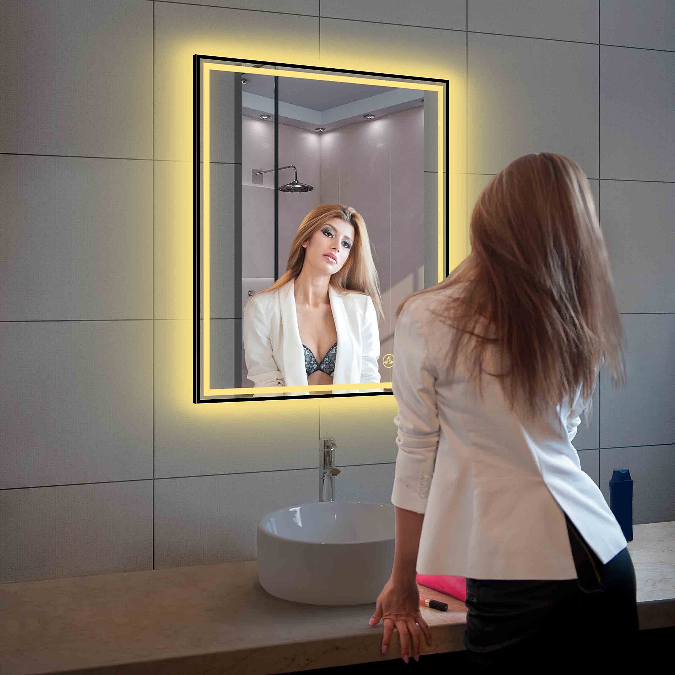 Blossom 30"x 36" LED Bathroom Mirror with Lights, Dimmable, Anti-Fog, Front Lit, Backlit, Lighted Wall Mounted Rectangle for Vanity Makeup Memory Function, Tempered Glass with Matte Black Frame - Image 8