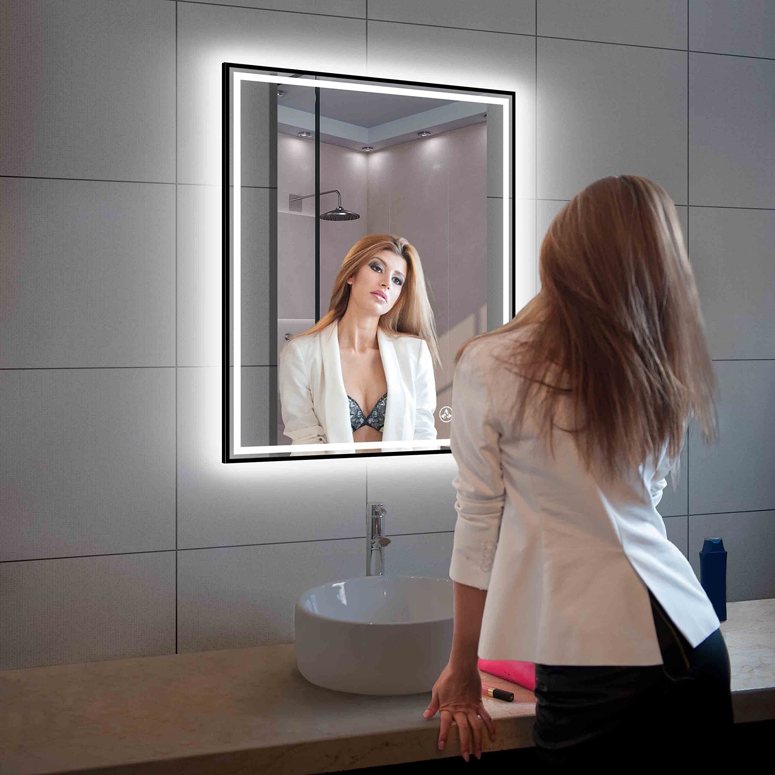 Blossom 30"x 36" LED Bathroom Mirror with Lights, Dimmable, Anti-Fog, Front Lit, Backlit, Lighted Wall Mounted Rectangle for Vanity Makeup Memory Function, Tempered Glass with Matte Black Frame - Image 9