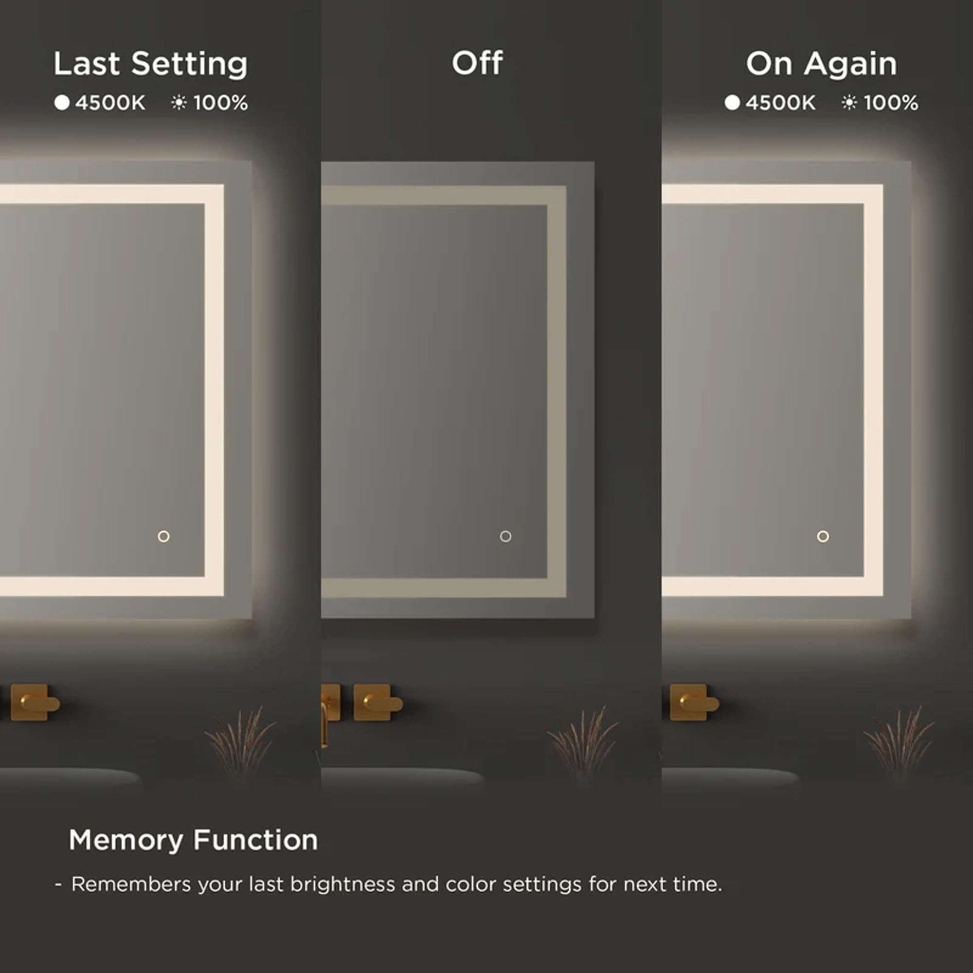 Blossom 36 x 30 Bathroom Mirror with Lights - Smart Touch Anti-Fog LED Mirror - 5mm Shatterproof Tempered Glass - Professional 6000K Makeup Mirror - Modern Frameless Front and Backlit Vanity Design - Image 4