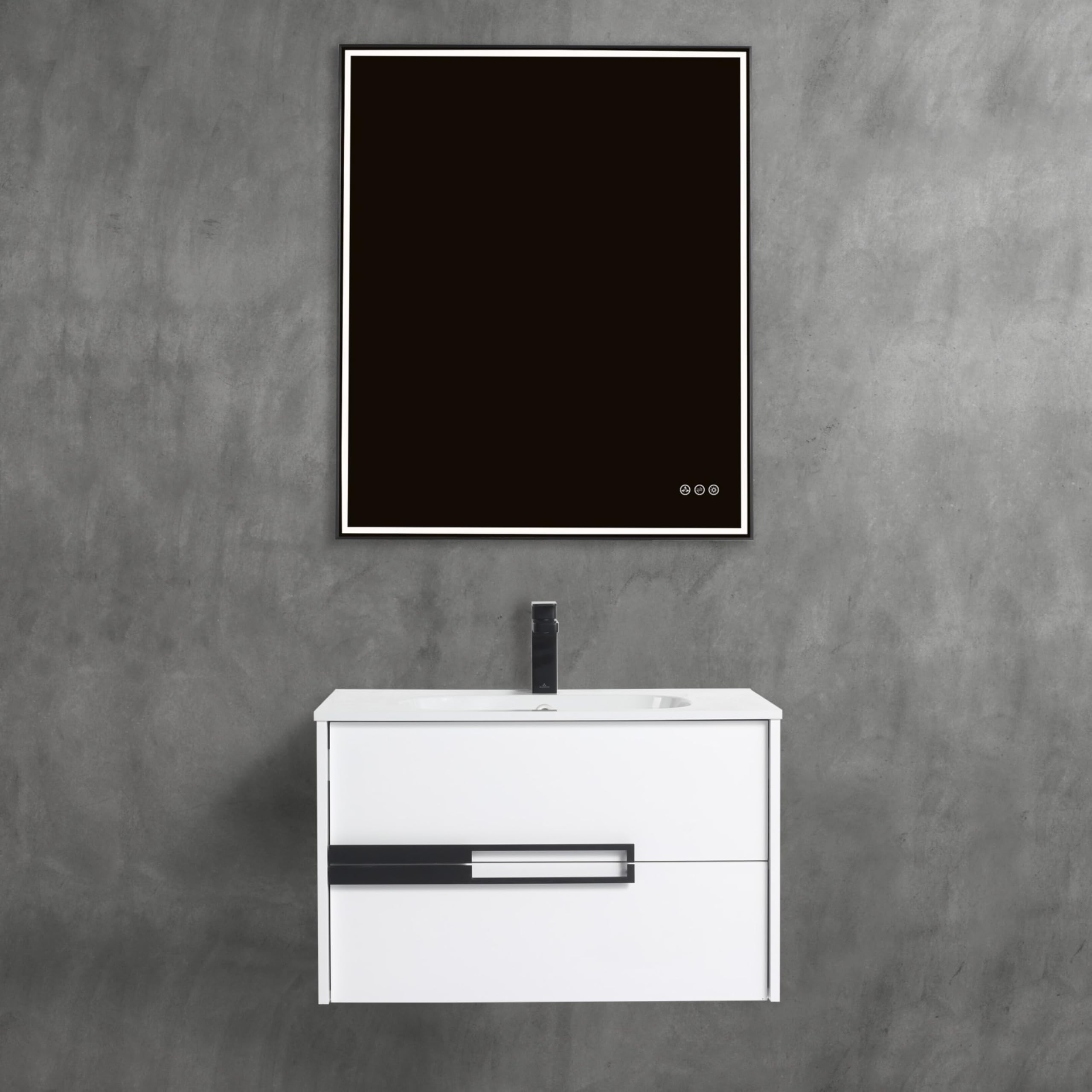 Blossom All-Wood Wall-Mounted Bathroom Vanity with SMC Sink, Floating Design with Soft-Close Drawers, Space-Saving Storage Solution for Modern Bathrooms, Glossy White - 30-Inch - Image 3