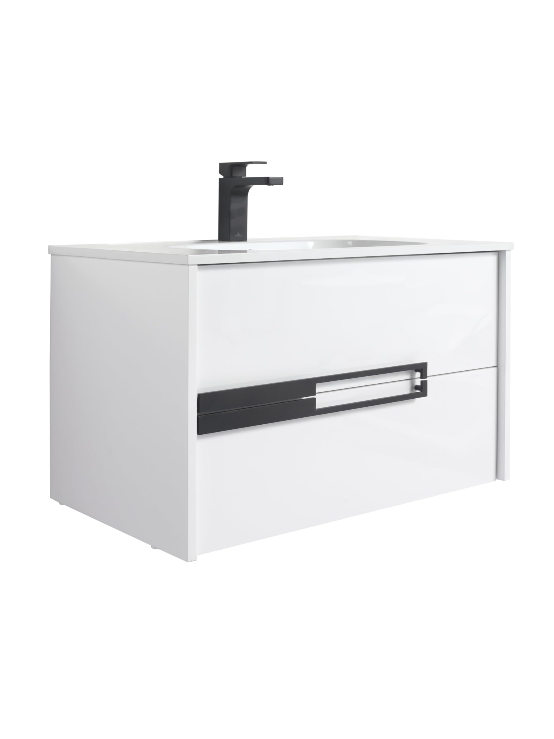 Blossom All-Wood Wall-Mounted Bathroom Vanity with SMC Sink, Floating Design with Soft-Close Drawers, Space-Saving Storage Solution for Modern Bathrooms, Glossy White - 30-Inch - Image 7