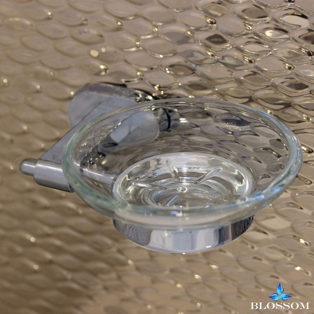 Blossom Chrome Wall Mounted Soap Dish Holder – Solid Brass Bathroom Soap Holder with Polished Chrome Finish – Durable Space-Saving Bar Soap Tray for Shower, Sink & Vanity - Image 4