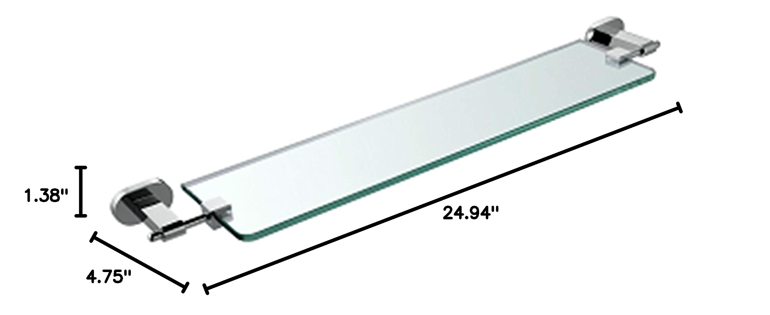 Blossom Glass Shelf Tempered Glass Solid Brass Bathroom Accessory Rectangular Shower Storage Wall Mount Chrome BA02 307 01 - Image 3