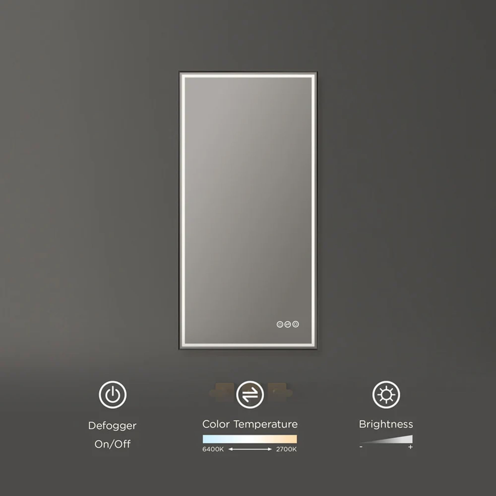 Blossom Smart LED Mirror for Bathroom 18x36, Black Frame Backlit Vanity Mirror with Lights, Dimmable, 3 Color Temperatures, Anti-Fog, Shatter-Proof, High CRI 90+, Hardwired/Plug-in Mounting - Image 3