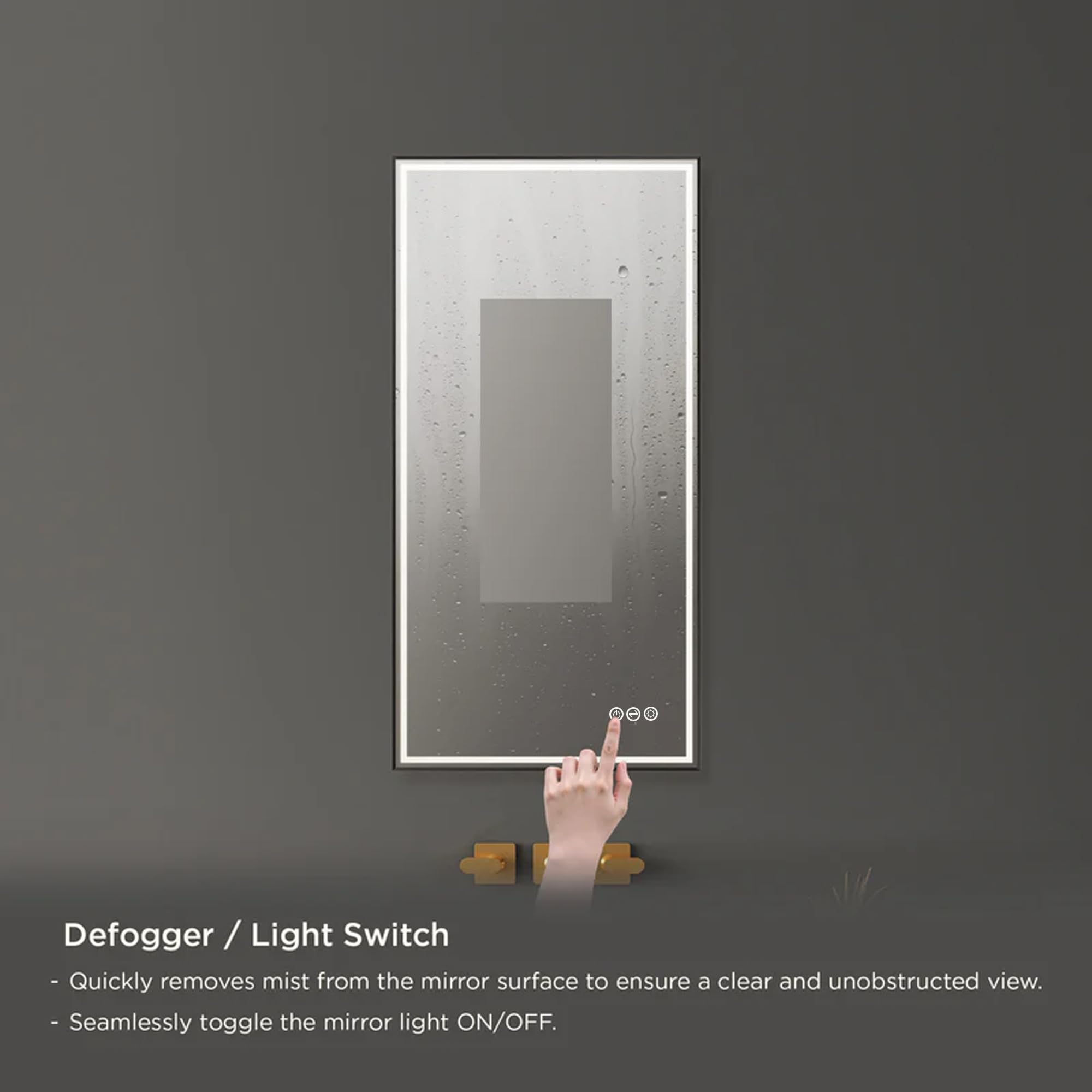 Blossom Smart LED Mirror for Bathroom 18x36, Black Frame Backlit Vanity Mirror with Lights, Dimmable, 3 Color Temperatures, Anti-Fog, Shatter-Proof, High CRI 90+, Hardwired/Plug-in Mounting - Image 5