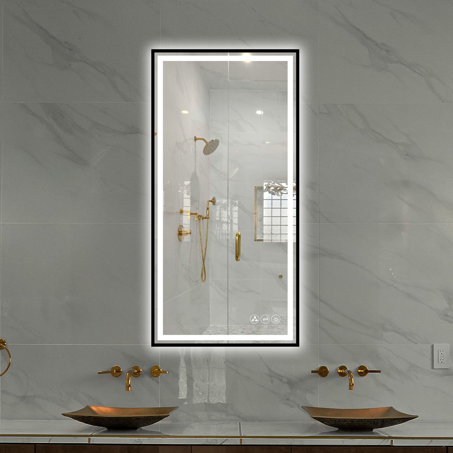 Blossom Smart LED Mirror for Bathroom 18x36, Black Frame Backlit Vanity Mirror with Lights, Dimmable, 3 Color Temperatures, Anti-Fog, Shatter-Proof, High CRI 90+, Hardwired/Plug-in Mounting - Image 9